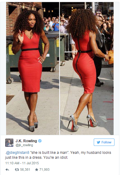 JK Rowling comback to Serena hater